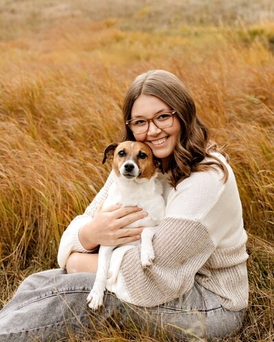 teenage girl with dog