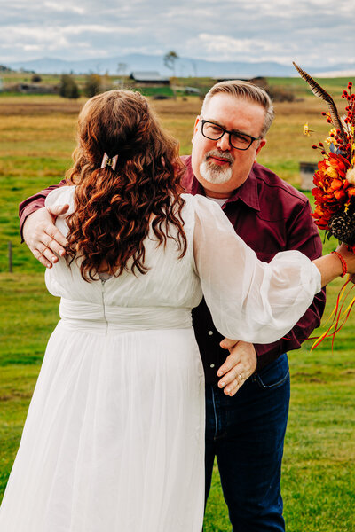 Wedding first look between Montana bride and her father