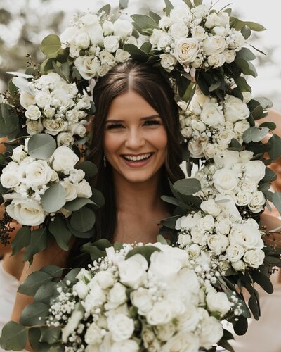 Professional bridal hair styling by a Houston makeup artist, perfect for Houston weddings and ensuring a lasting, elegant look for every Houston bride-to-be.