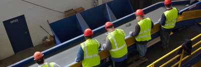 recycling conveyor belt supplier men working