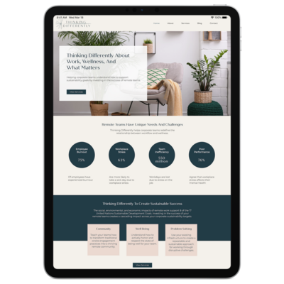 Website on ipad for corporate wellness company