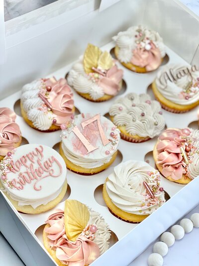 Luxury Birthday Cupcakes by Artisan Buttercream custom cake bakery serving metro Detroit: birthdays, weddings & more!