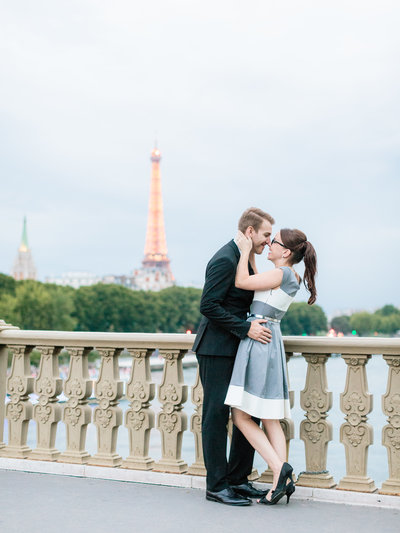 Ben dips Sarah near Eiffel Tower in Paris France