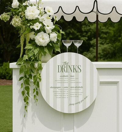 Round wave Big Love bar sign in peach and white