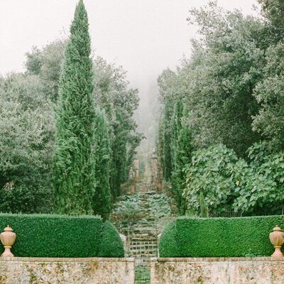 The gardens at Villa Centinale in Tuscany Italy