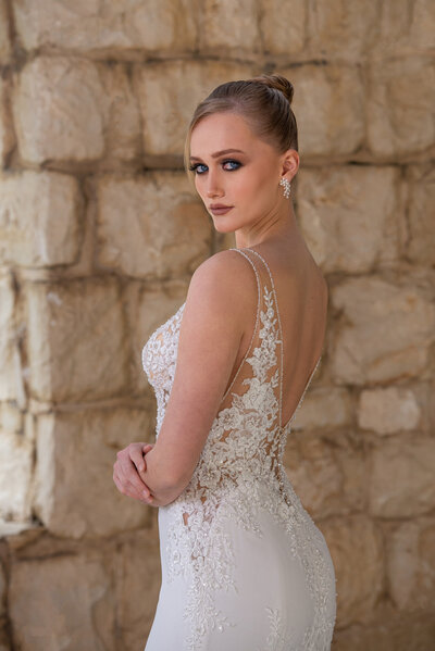 bride modeling wedding gown