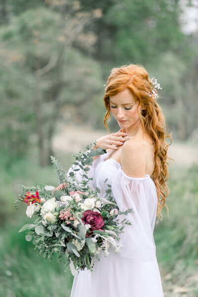 Timeless bridal elopement portrait with soft emotion