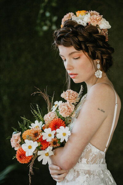 Eerie editorial featuring alter egos and bold fashion with hair by Fox Hair, elegant and trusted Calgary, AB wedding hair stylist, featured on the Brontë Bride Blog.