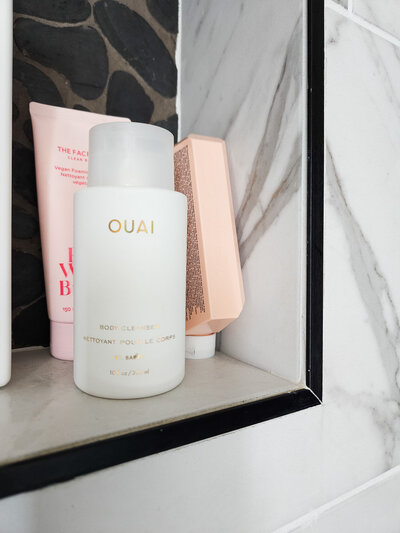 body wash ouai in shower cubby
