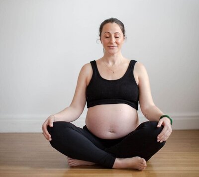 Mariella in a pregnancy yoga meditation
