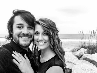 A selfie of Reg and Kala after he proposed and she said yes.