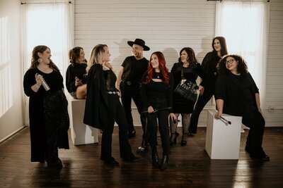 Group shot of the Muse Hair and Makeup Artistry team, featuring expert Houston makeup artists dedicated to flawless bridal services for Houston weddings and every Houston bride-to-be.