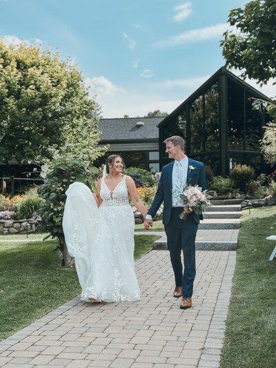 Birch Wood Vineyards  - Couple Walking Down the Wedding Venue