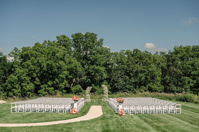 Outdoor ceremony area during the summer