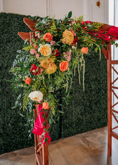 Bright floral arrangement on table