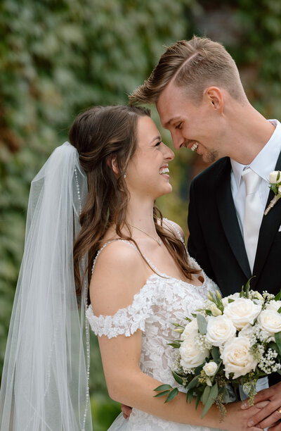 Bride and Groom close up captured by a Grand Rapids wedding photographer