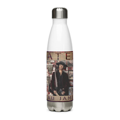 Musician branding merch design sample water bottle with photo of Jeau James single title artist name text