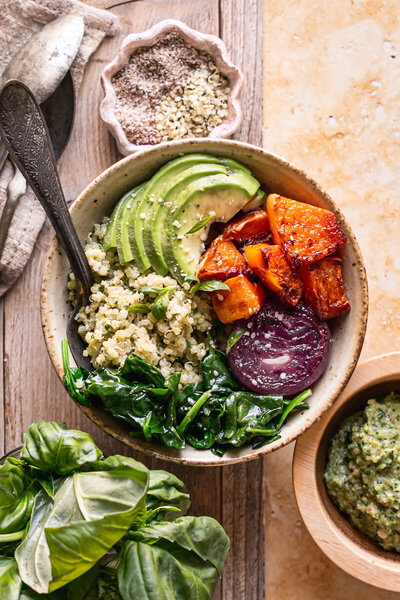 butternut squash pesto buddha bowls-3