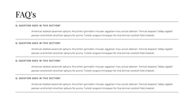 FAQ layout for Showit website