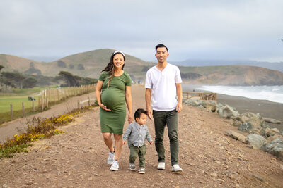 Outdoor maternity session with toddler and couple at beach — Bay Area Newborn Portfolio - Ellobelle Photography Family Photographer