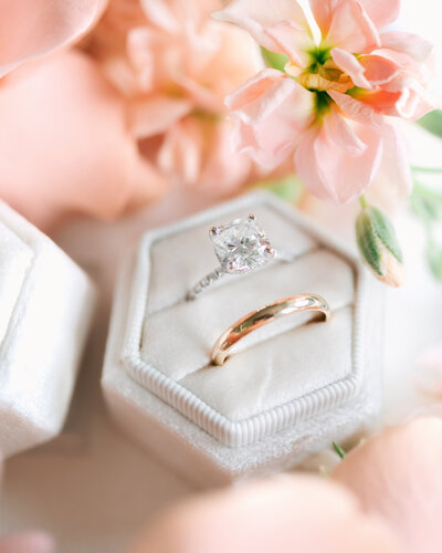 diamond ring with infinity band and solid gold wedding band austin wedding detail photo