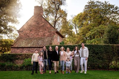 Extended family photo taken at Fitzroy Gardens in East Melbourne