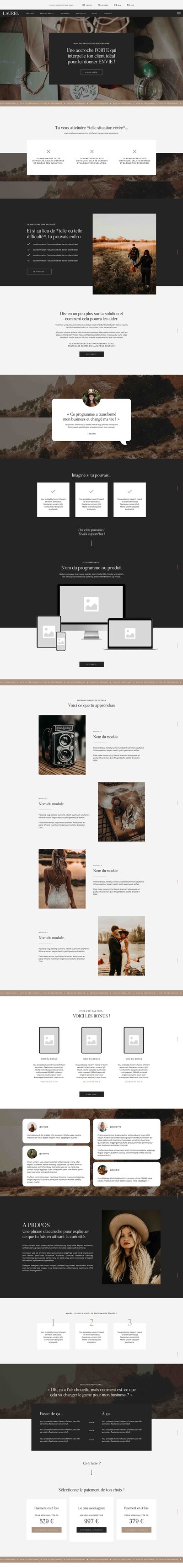 Capture d'écran du template de site Internet Showit Ash