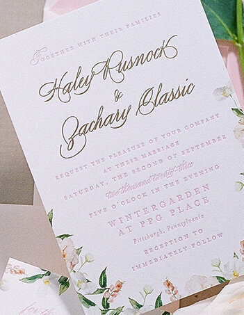 Romantic Pink Floral Wedding Invitations