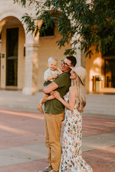 husband wife and son summer family in detroit