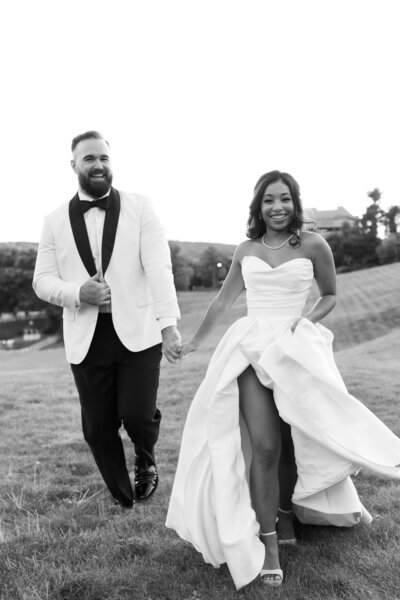 Elegant bride and groom posing in an editorial style during their luxury wedding in Baltimore, Maryland