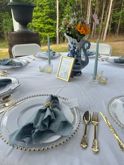 Wedding table reception setup