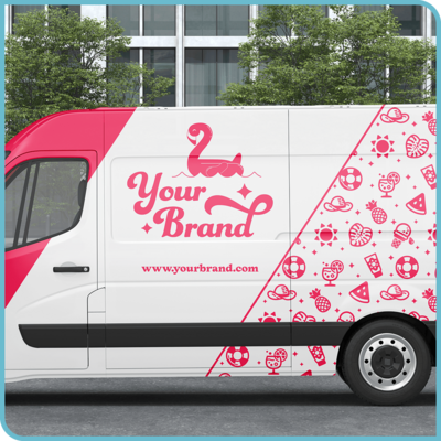 Branded graphics applied to a delivery van