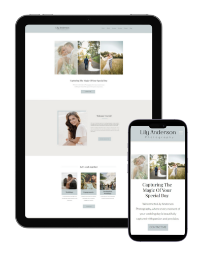 ipad and iphone showing lily anderson showit website template
