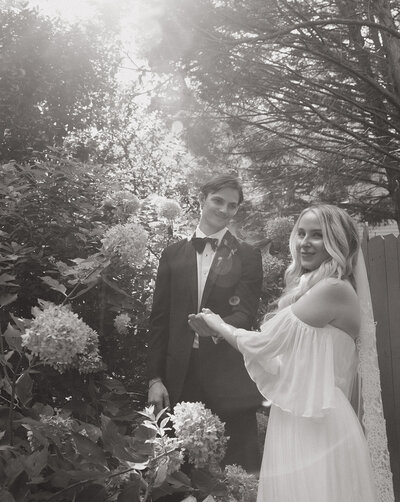 Bride and groom exchanging vows at sunset during a Georgia wedding ceremony.