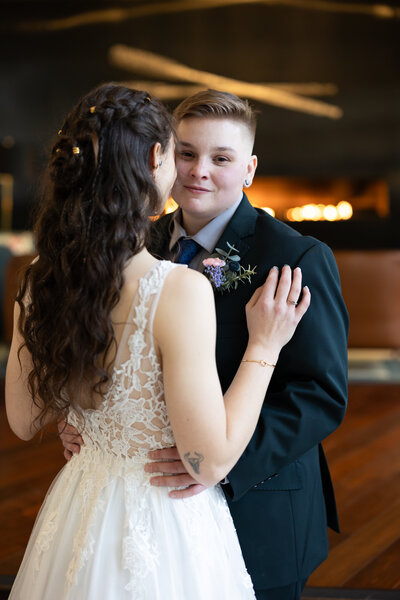 couple just married and leaving their ceremony at Evergreen Meadows in Snoqualmie Washington