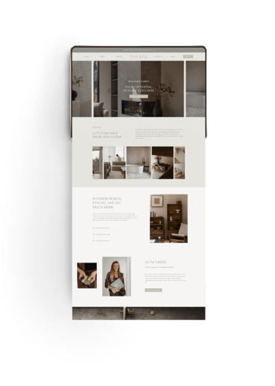 Minimal Showit website template voor interieur ontwerper