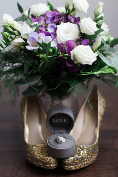 wedding shoes and ring