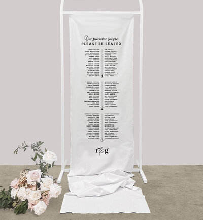 Big Love linen seating chart for your wedding printed by State of Elliott