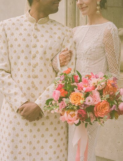 Fusion wedding couple gazing into each others eyes Photography Michelle Scott