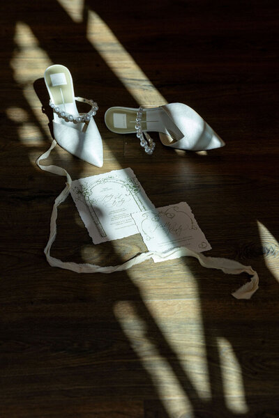detail photo of wedding stationery at Monserate Winery Wedding