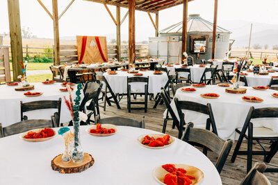 Wedding reception set up at Cattle Springs in Arlee, MT