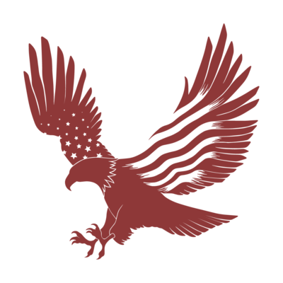A red eagle illustration.