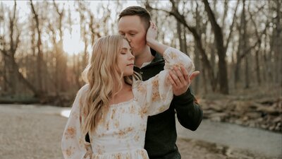 Couple gets engaged by a river in Indiana