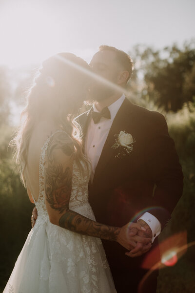 wedding couple holding hands