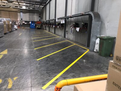 Interior Commercial Building with line marking car spaces