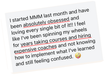 Testimonial images showing audience growth and increased sales from Jenna Harding’s coaching