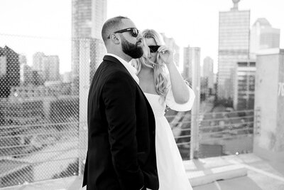 Toronto wedding photographer views of downtown Toronto from Globe and Mail Centre