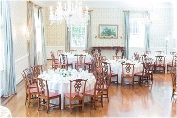 rehearsal dinner set up before a wedding at the poinsett club