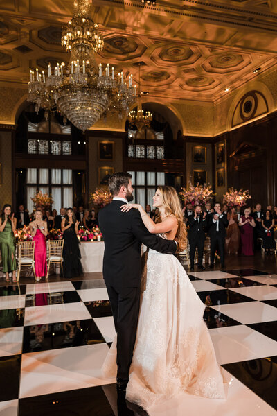 Bride and groom during their first dance at the Union League luxury Philly wedding