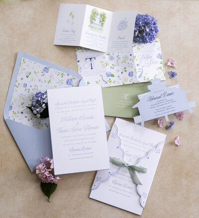 Custom calligraphy wedding invitation in gray ink